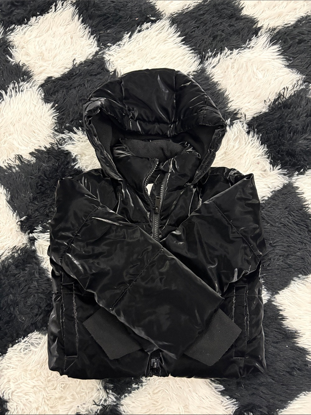 Black Hooded Puffer Jacket - children’s